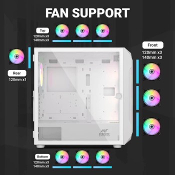 Ant Esports ICE-410TG Mesh ARGB White Gaming Cabinet